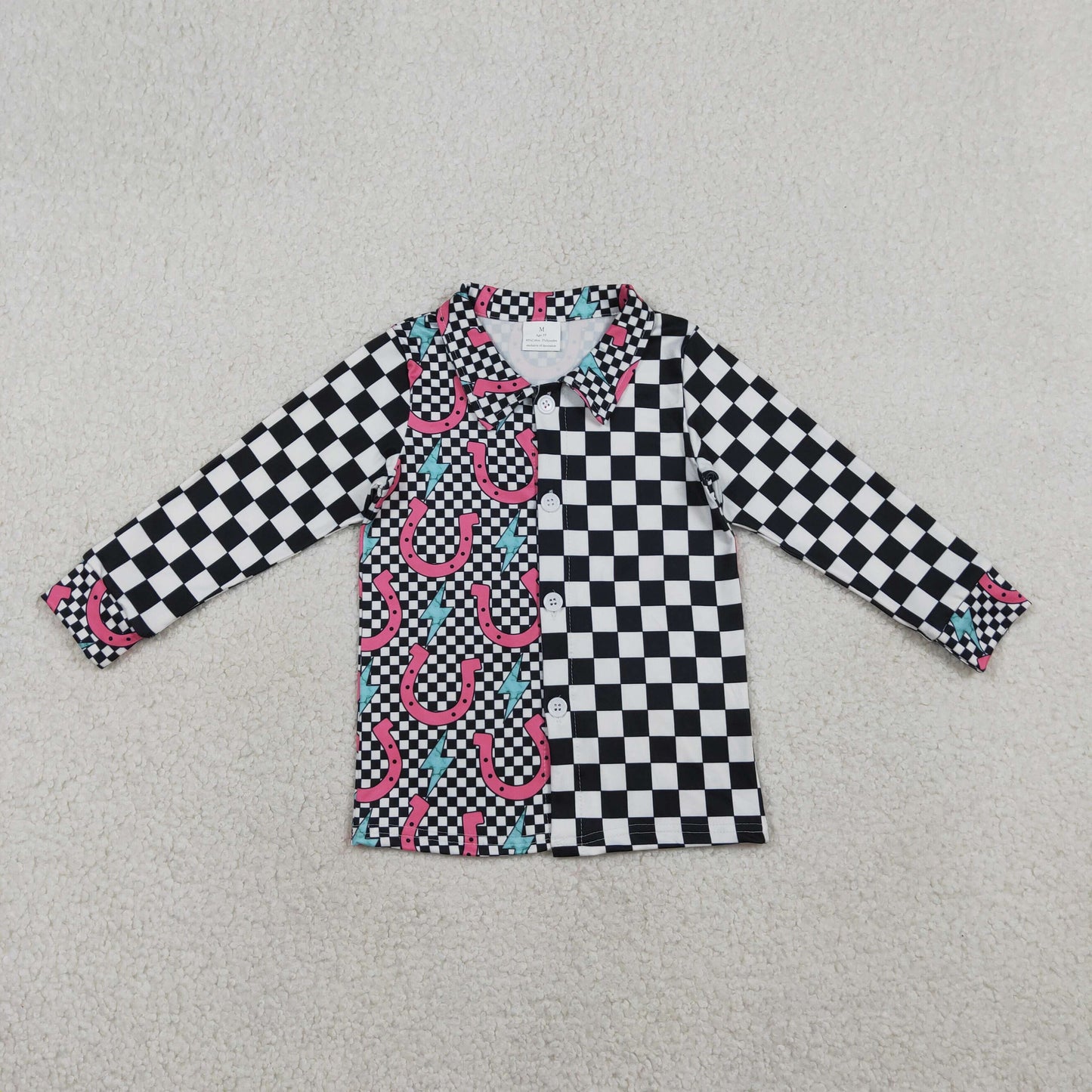 RTS Baby Girls Kids Long Sleeves Checked Buttons Western Shirt Tops