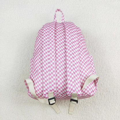 USA Shop Baby Kids Girls Pink Plaid Backpack Zip Back Bag