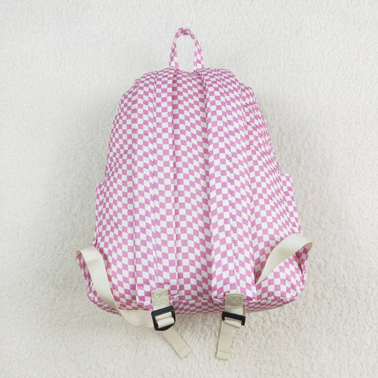 USA Shop Baby Kids Girls Pink Plaid Backpack Zip Back Bag