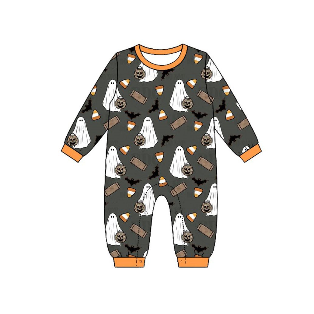 Moq 5  Preorder Baby Boys Infant Long Sleeves Halloween Ghosts Pumpkins Romper Clothes