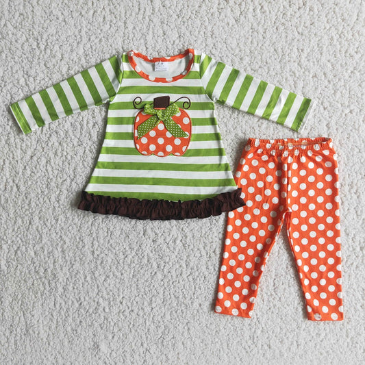 Promotion Baby Girl Embroidery Pumpkin Pants Fall Outfit