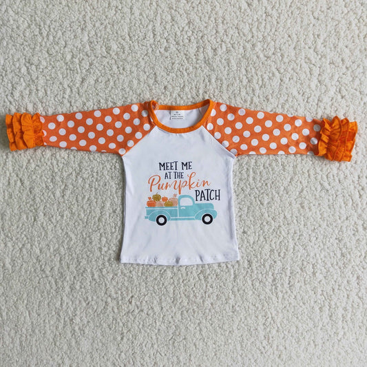 Promotion Baby Girl Pumpkin Truck Orange Tops Fall Shirt
