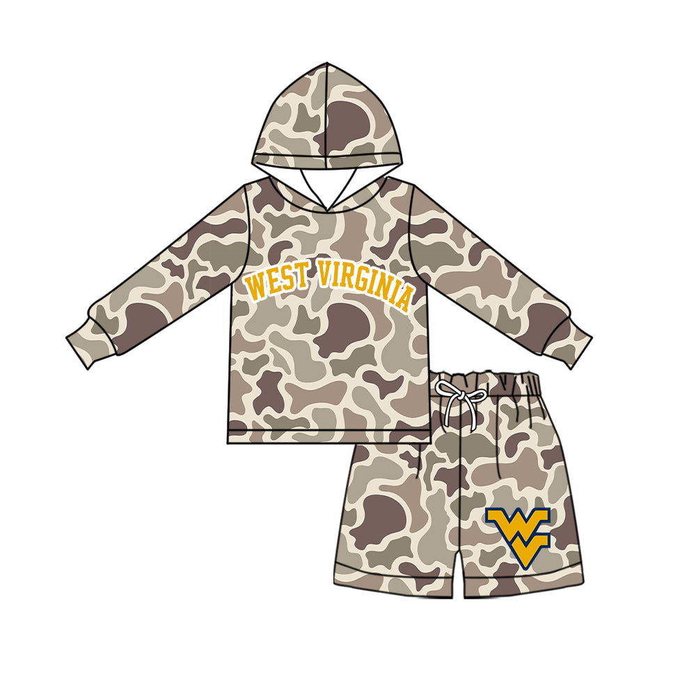 Moq 5 Baby Girls Kids Long Sleeves Hoodie Shirt Camo Shorts Team Set Clothes