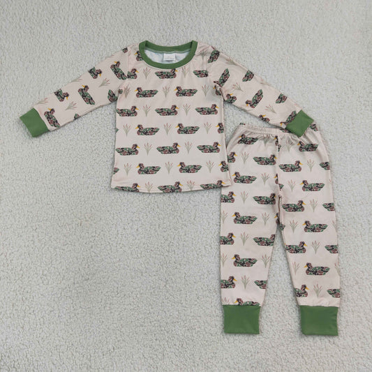 Baby Boys Kids Long Sleeves Camo Ducks Shirt Pants Pajamas Set Clothes