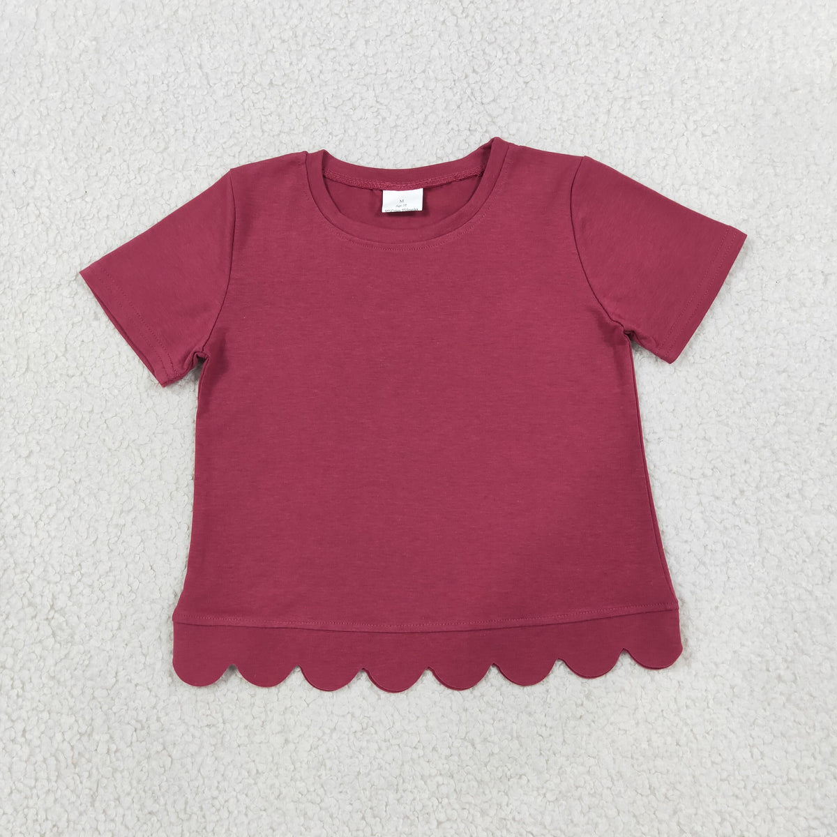 Baby Girls Kids Short Sleeves Scalloped Shirt Tops Cotton Clothes