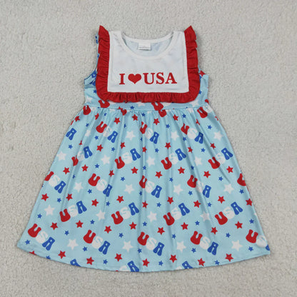 Sibling Baby Boy Girls Kids I Love USA 4th of July Dress Romper Clothes