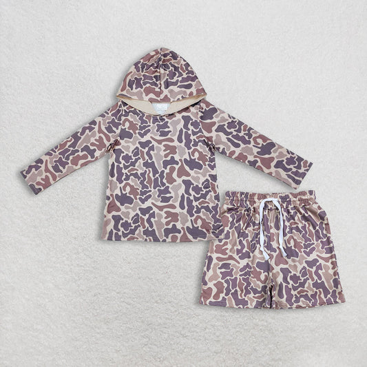 Baby Kids Boys Long Sleeves Southern Camo Print Hoodie Shirt Pockets Shorts Hunting Set
