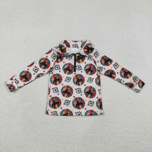 Baby Boys Long Sleeves Rodeo Aztec Zipper Western Pullover Shirt