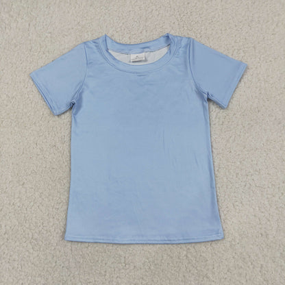 BT1761 Baby Boys Kids Short Sleeves Dog Fishing Blue Shirt Tops
