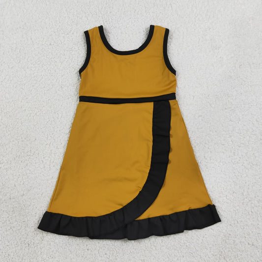 Baby Girls Kids Sleeveless Shorts Knee Length Scallop Dress Yoga Active Summer Clothes