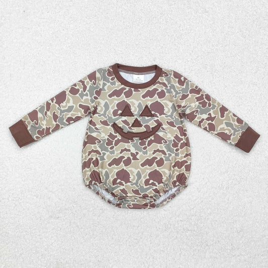 Baby Boy Long Sleeves Embroidery Halloween Camo Bubble Romper