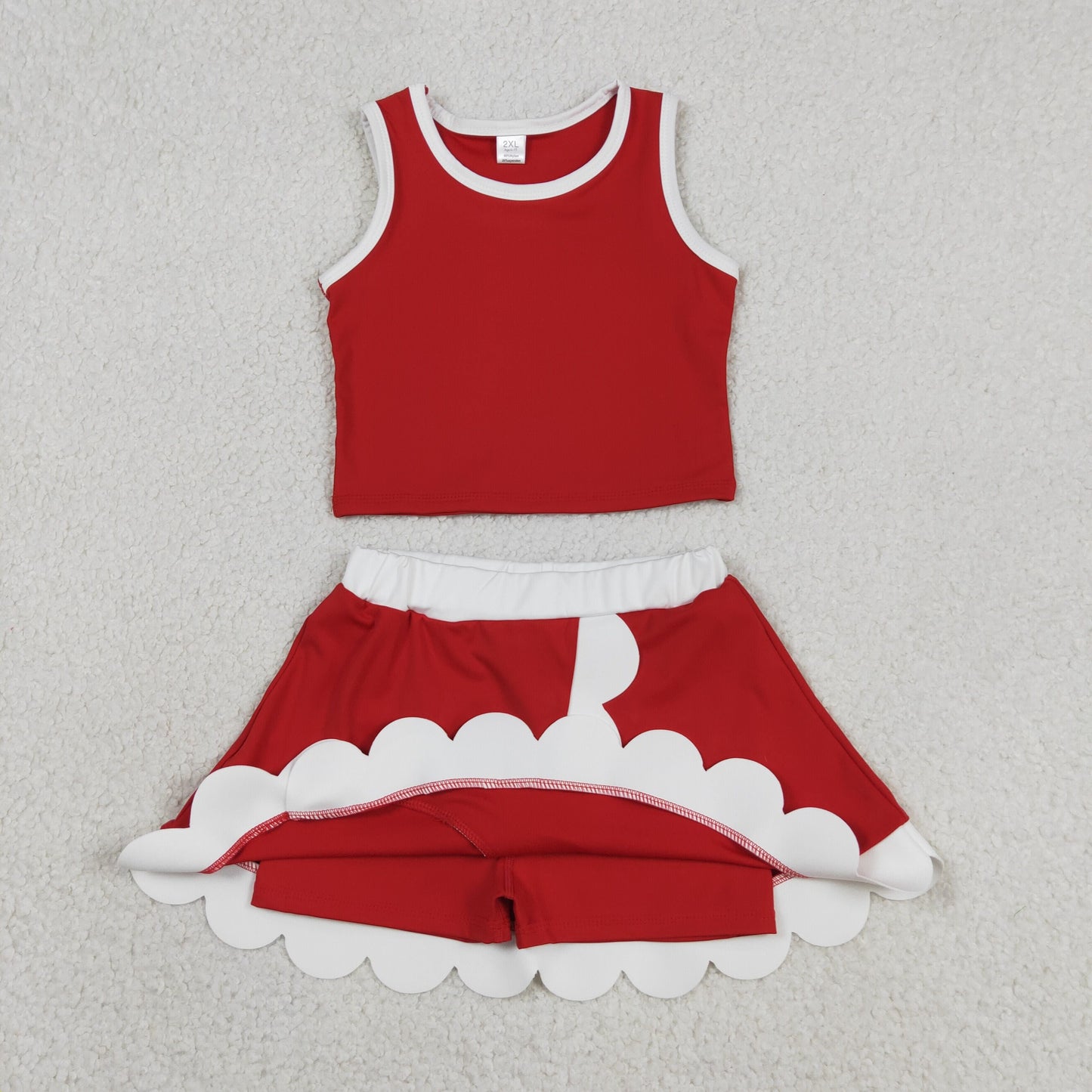 Sibling Baby Girls Kids Sleeveless Shirts Scallop Skirts Shorts Yoga Active Sets Clothes