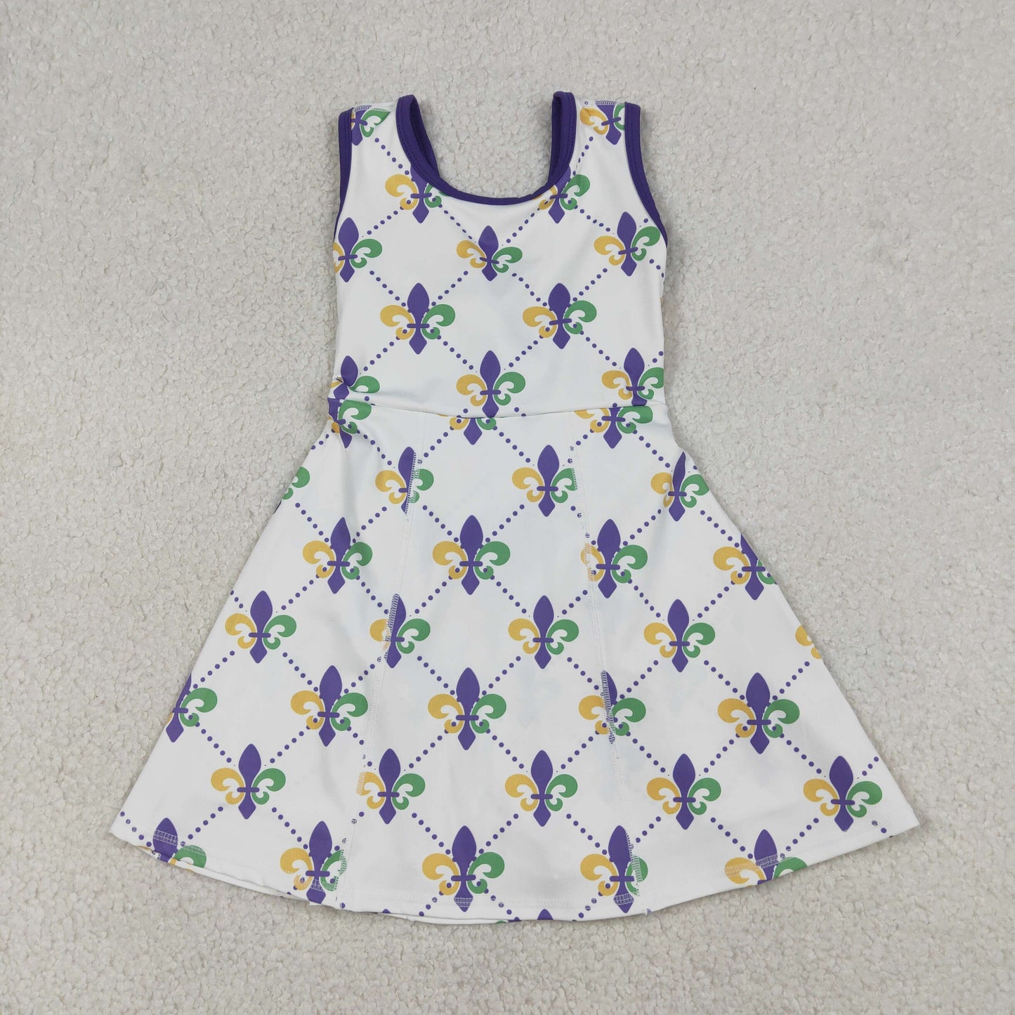 Baby Girls Sleeveless Mardi Gras Anchors Yoga Shorts Knee Length Dress