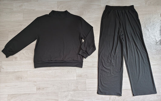No moq Preorder Adult Women Long Sleeves Black Shirt Pockets Pants Cotton Set Clothes