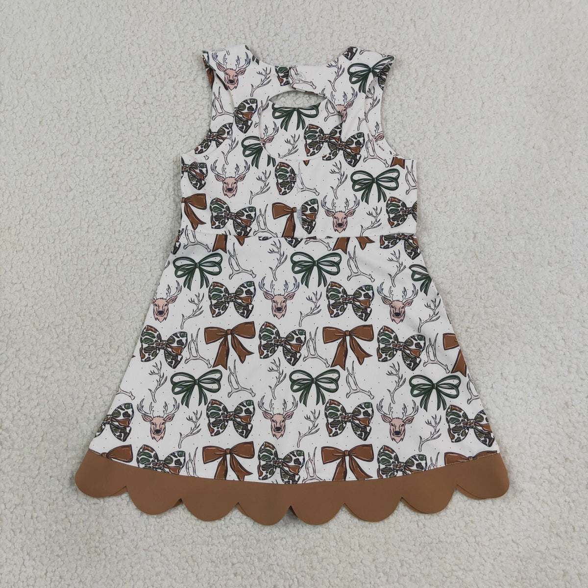 Baby Girls Kids Deer Bows Yoga Active Scallop Dress Hunting Clothes