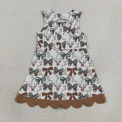 Baby Girls Kids Deer Bows Yoga Active Scallop Dress Hunting Clothes