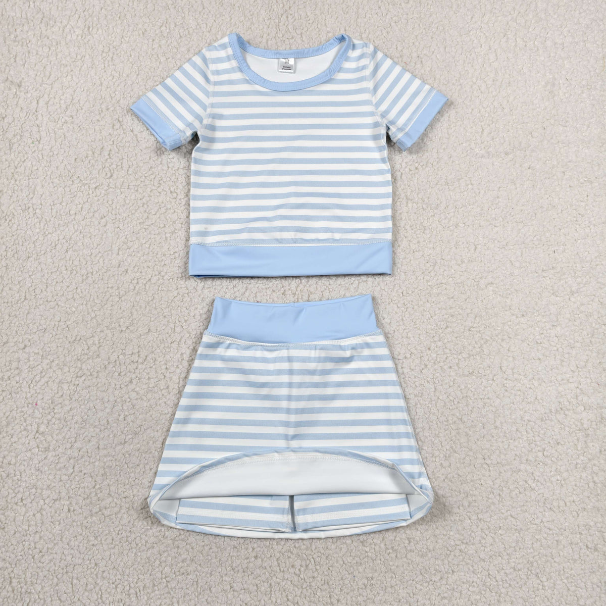 Sibling Baby Girls Kids Short Sleeves Shirt Stripes Skirts Shorts Sets Yoga Active Clothes