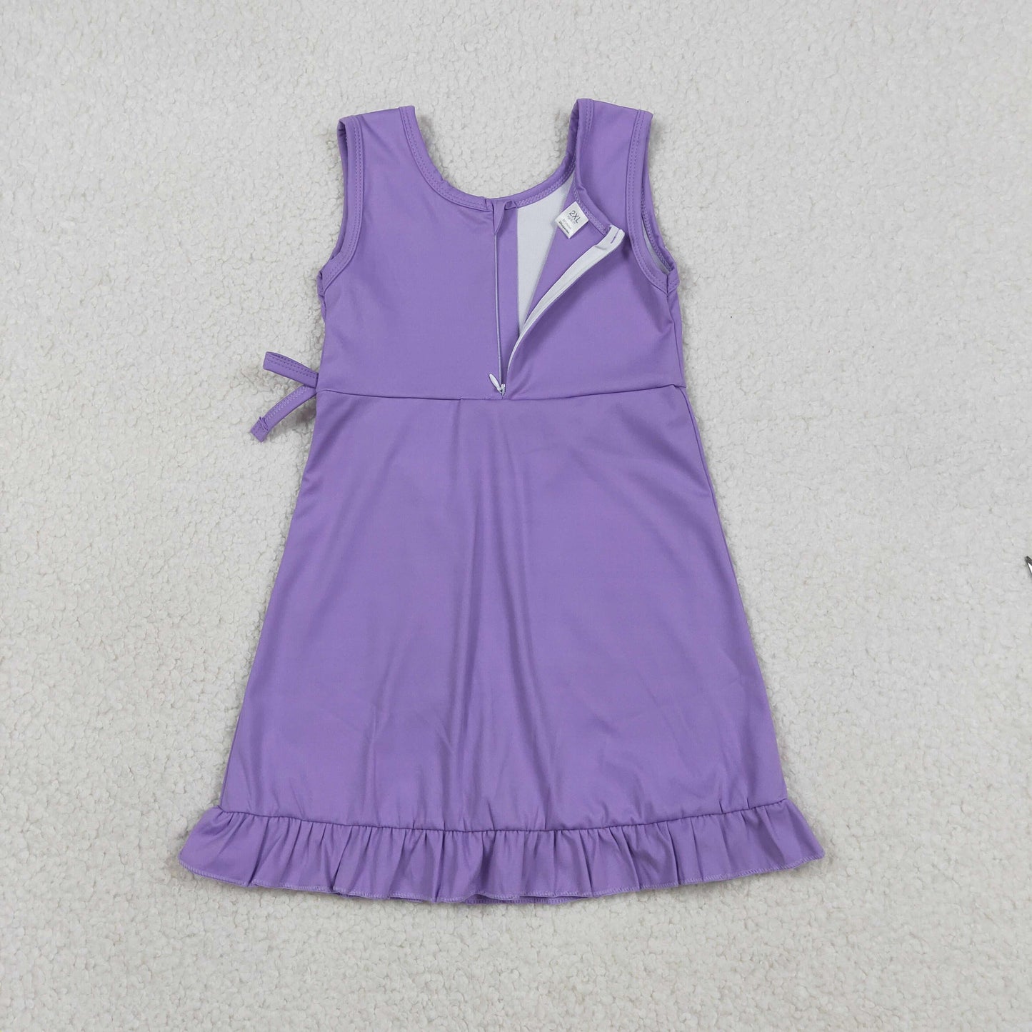 Baby Girls Kids Sleeveless Shorts Knee Length Purple Ruffle Dress Clothes