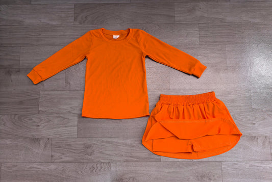 No moq Preorder Baby Girls Kids Long Sleeves Shirt Pockets Skirt Shorts Cotton Set Clothes