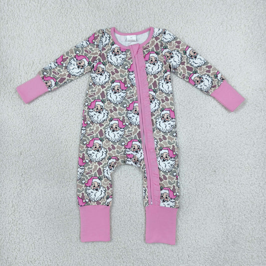 Baby Girls Infant Long Sleeves Santa Christmas Zipper Footie Sleeper Romper Camo Clothes