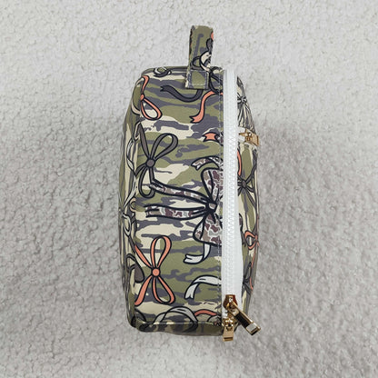 Baby Girls Kids Camo Bows Print Lunch Box Picnic Thermal Bag
