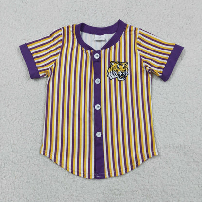 Sibling Baby Boy Kids Short Sleeves Stripes Buttons Shirts Team Tops Clothes