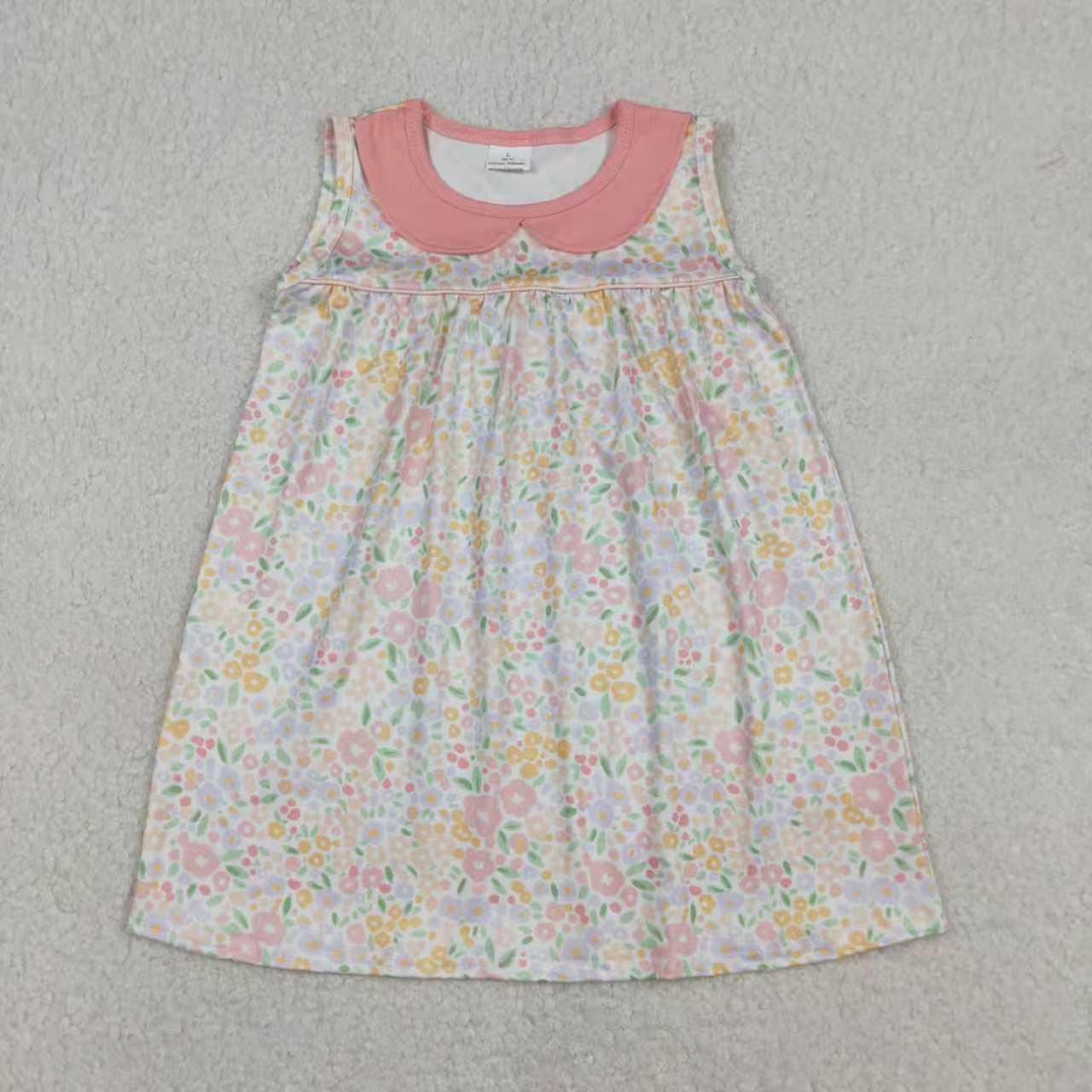 RTS Sibling Baby Girls Kids Sleeveless Flower Romper Knee Length Dress