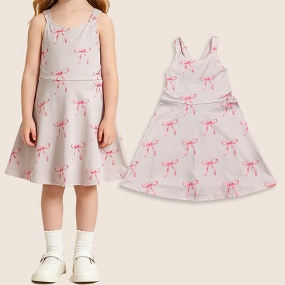Baby Girls Kids Straps Bows Yoga Active Shorts Knee Length Dress
