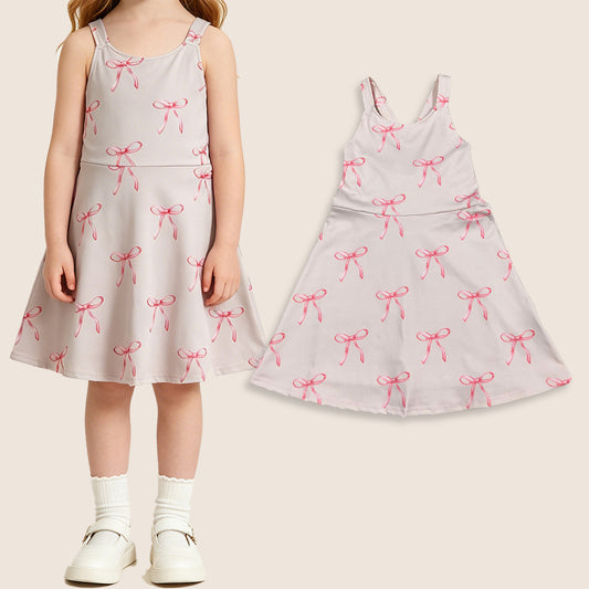 Baby Girls Kids Straps Bows Yoga Active Shorts Knee Length Dress