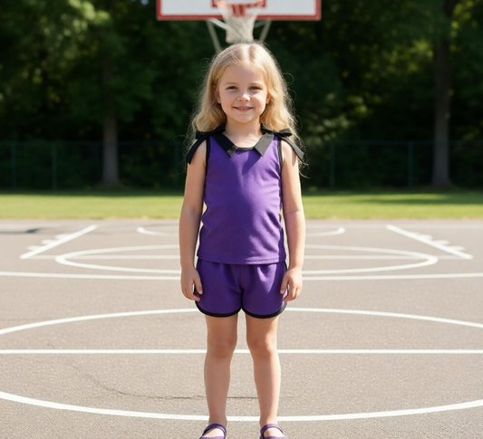Baby Girls Kids Sleeveless Black Bows Shirt Shorts Purple Set Summer Clothes