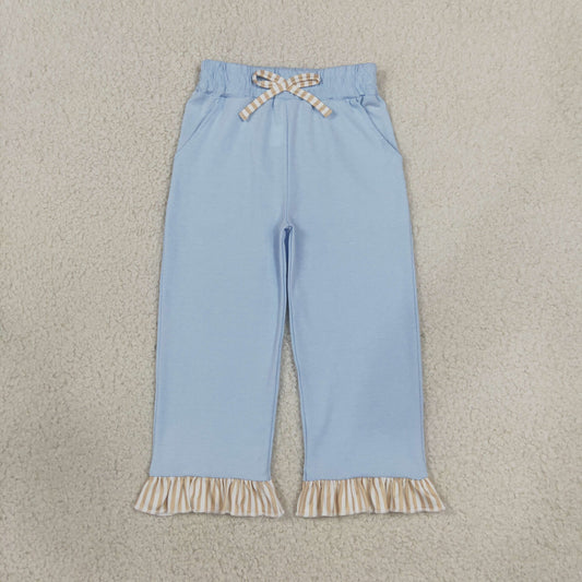 Baby Girls Kids Pockets Bows Cotton Pants Bottoms Blue Clothes