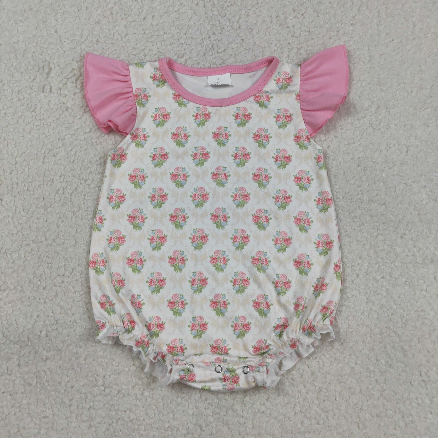 RTS Sibling Baby Girls Infant Short Sleeves Flowers Bows Tops Shorts Set Bubble Romper