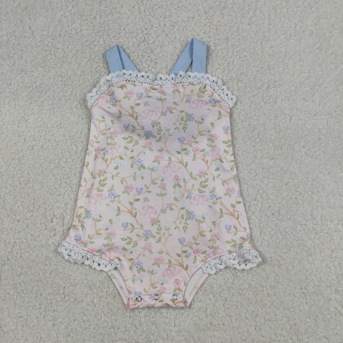 Baby Girls Infant Floral Bows Sleeveless Bubble Romper Summer Clothes