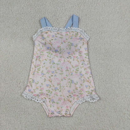 Baby Girls Infant Floral Bows Sleeveless Bubble Romper Summer Clothes