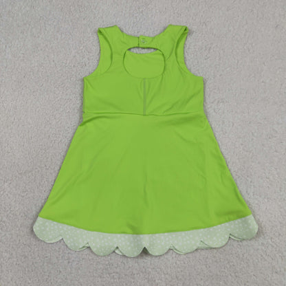 Baby Girls Sleeveless Bows Yoga Shorts Ruffle Knee Length Green Dress