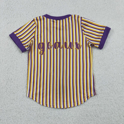 Sibling Baby Boy Kids Short Sleeves Stripes Buttons Shirts Team Tops Clothes