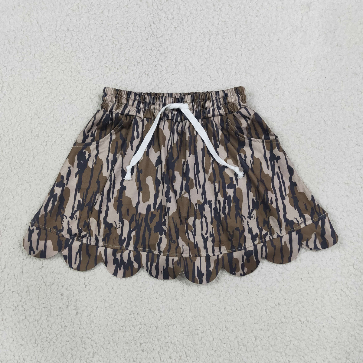 Baby Girls Kids Shorts Pockets Skirt Scallop Olive Camo Clothes