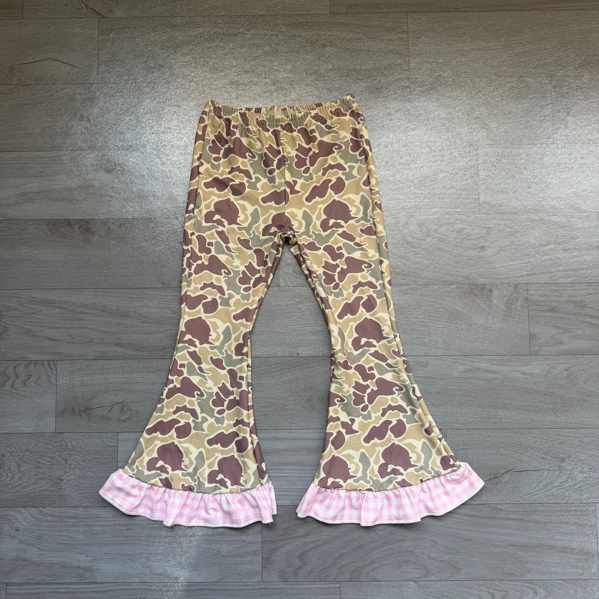 No moq Preorder Baby Girls Kids Plaid Bell Pants Bottoms Camo Clothes