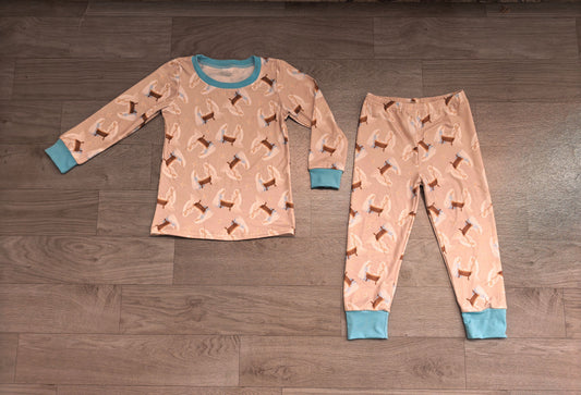 No moq Preorder Baby Boys Kids Long Sleeves Nativity Shirt Pants Set Pajamas Clothes