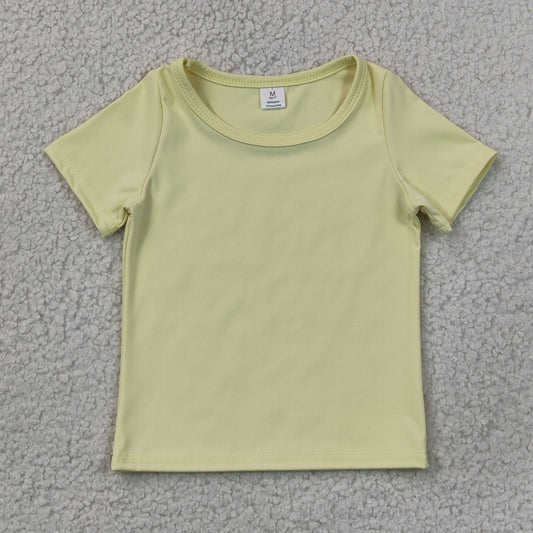 Baby Girls Kids Short Sleeves Yellow Shirt Yoga Active Tops Clothes