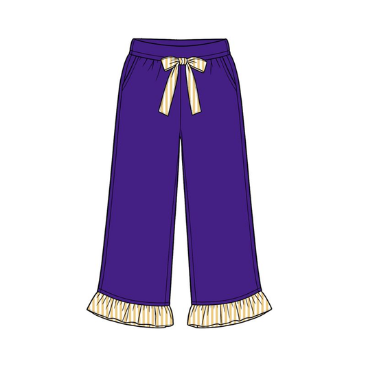 (Moq 5 Baby Girls Kids Pockets Bows Pants Bottoms Purple Clothes
