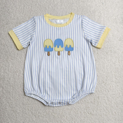 Sibling Baby Boys Kids Embroidery Popsicle Stripes Tops Shorts Set Romper Summer Clothes
