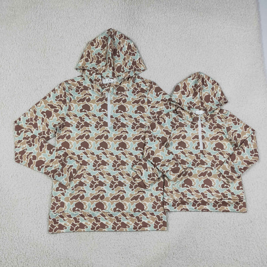 Sibling Baby Boys Adult Woman Zipper Hoodie Pockets Hunting Pullovers Shirts Camo Clothes