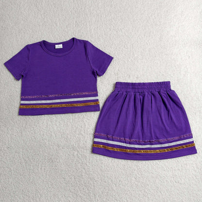 Sibling Baby Girls Kids Short Sleeves Stripes Shirts Skirts Shorts Summer Sets Clothes