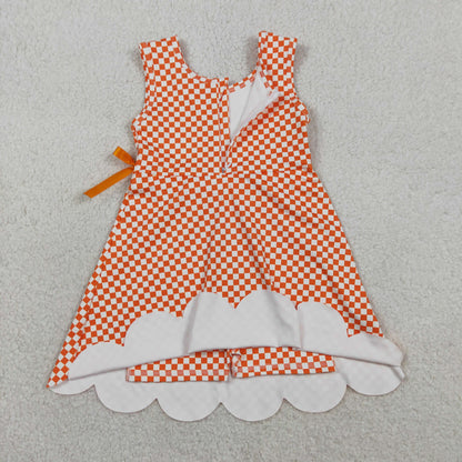 Sibling Baby Girls Plaid Bows Ruffle Yoga Active Shorts Knee Length Scallop Dresses