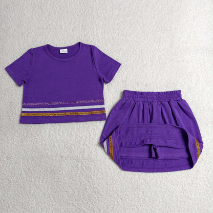 Sibling Baby Girls Kids Short Sleeves Stripes Shirts Skirts Shorts Summer Sets Clothes