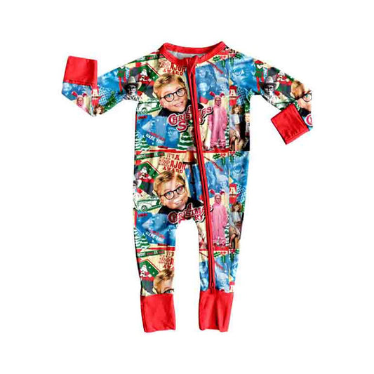 Moq 5 Preorder Baby Boys Kids Long Sleeves Christmas Footie Zipper Sleeper Romper Clothes