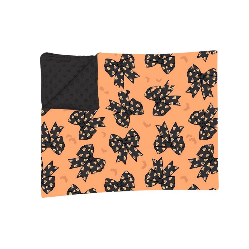 Moq 5 Preorder Baby Girls Kids Candy Corn Bows Halloween Blanket