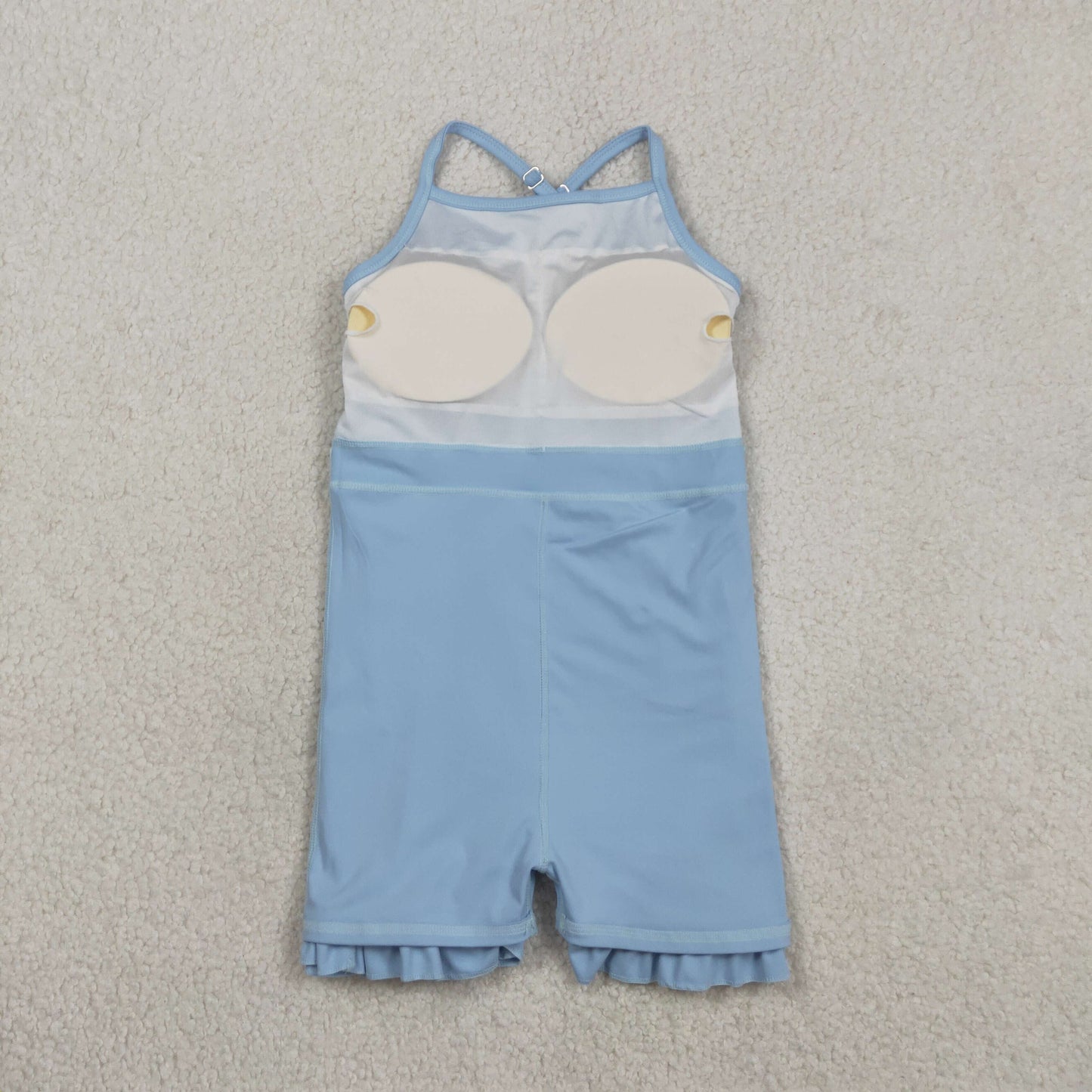 RTS Baby Girls Kids Straps Yoga Active Blue Ruffle Knee Length Dress