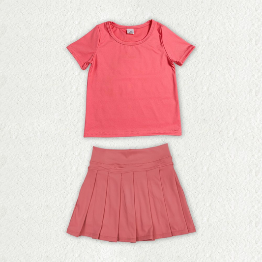 Baby Girls Kids Short Sleeves Shirt Skirt Shorts Yoga Active Set Clothes